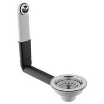 Piletta con cestello per lavello cucina con troppopieno tondo – Raccord d'évacuation PVC – Misura: 1"1/2 x 110