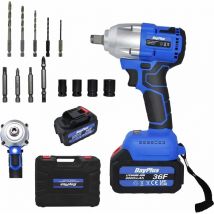 Dayplus - Pilote d'impact sans fil 21v, pistolet à impact 1 / 2, 3 - in - 1 brushless 420 nm, 2300 u / min perceuse à percussion électrique, batterie