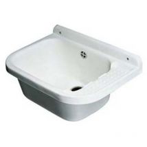 Pilozzo A Parete In Resina Bianco Con Sifone - Cm.50x35x24