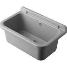 Evier Mural 55 En Polypropylène Gris Pierre – Résistant Aux Acides – Dimensions 55 X 34 X H 21 Cm – Capacité 18 Litres – Avec Siphon Et Grille – Cr 