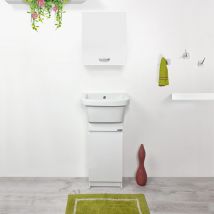 Pilozzo Lavatoio in ceramica 46x36 mini con Mobile Piccole Dimensioni con Sifone