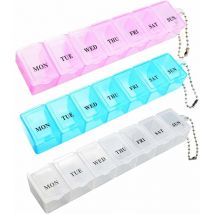 Pilulier 3 pièces, pilulier portable pour tablette de voyage 7 jours avec compartiments pour médicaments, suppléments, vitamines et huile de foie de