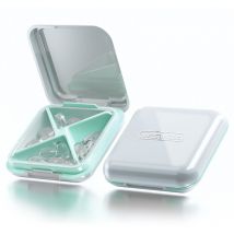 Pilulier de voyage, Organisateur de médicaments portable, Distributeur de vitamines et de médicaments(blanc turquoise)
