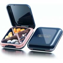 Pilulier de voyage, Organisateur de médicaments portable, Distributeur de vitamines et de médicaments(bleu saphir)