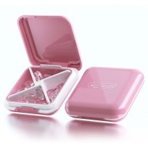 Pilulier de voyage, Organisateur de médicaments portable, Distributeur de vitamines et de médicaments(Sakura rouge)