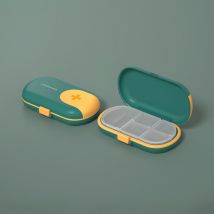 Pilulier, pilulier hebdomadaire, pilulier, pilulier, 4 compartiments, pilulier avec couteau(vert)