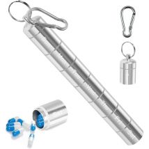 Pilulier Semainier, Boîte à Medicament Portable Amovibles, Imperméable Boite à Pilules Métal, Pilulier Voyage(Arc-en-ciel)