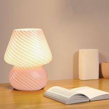 Pilz-nachttischlampe, Glas-nachtlicht Für Schlafzimmer, Nachttischlampe, Nachttischlampe Für Schlafzimmer, Nachtlicht (pink)