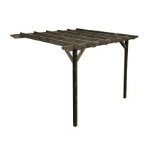 Arbor Garden Solutions - Lean To Wooden Garden Pergola Kit - Dinasty Design Wall Mounted Gazebo, 2.4m X 2.4m (rustic Brown Finish)