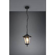 Pienza Sospensione Da Esterno 6 Lati Fusione Di Alluminio Nera E Vetro Trasparente H. 83cm Ip44 1 Luce Attacco E27