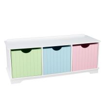 Kidkraft - Panca Contenitore In Legno Nantucket Pastello Con 3 Cassetti Portaoggetti, Mobile Porta Giochi Bambini, Mobili Per Cameretta E Sala Giochi 