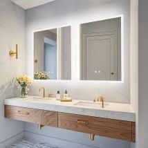 60cm X 80cm Rectangular Led Bathroom Mirror With Frosted Edge Backlit Lights, Anti Fog