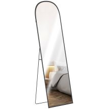 Homcom - Espejo De Pie Cuerpo Entero 165x60 Cm Con Marco De Aleación De Aluminio Con Soporte 2 Formas De Uso Para Salón Entrada Dormitorio Negro