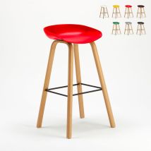 Tabouret De Bar Café Cuisine Et Salon Chaise Effet Bois Towerwood - Rouge
