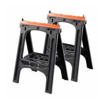 Cavalletti Pieghevoli Tood Set Da 2 In Plastica Stampata A Iniezione Nero E Arancione 60 X 10 X 80 Cm Portata 200 Kg
