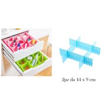 Bs - Set Da 2 Divisori 44x9 Cm Per Cassetti Separatori In Plastica Regolabili 002