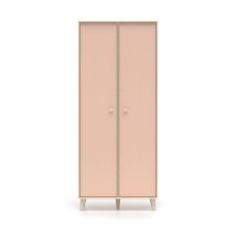 Petits-meubles - Armadio 2 Ante Alycia Beige - Rosa Corallo - Effetto Marrone 190cm