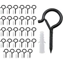 Tanabata - 30 Pieces Screw Hooks (black), Outdoor Screw Hooks, Ceiling Hooks, Christmas Lights Hook, For Hanging Potted Plants, Christmas Decorations,