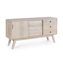 Credenza 'indira' Con Struttura In Legno Di Mango, Schienale In Mdf, Decorazioni Fatte A Mano -2 Ante - 3 Cassetti