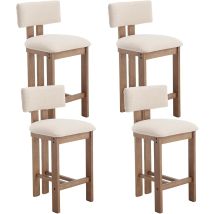 Bar Stools Set Of 4 In Linen Soft Padded Retro Rustic Counter Chairs With Wood Frame For Home Bar Kitchen Counter, Beige, Chairus