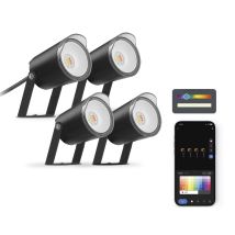 Foco LED Smart Multicolor IP65 – Lote de 4 – 50 cm – 1,6 kg – Iluminación exterior moderna