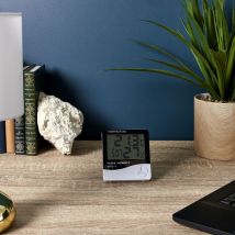 Horloge Murale Digitale - Je Cherche Une Idee - Thermomètre - Hygromètre - Blanc