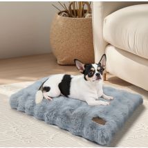 Tapis Pour Chien Orthopédique Confortable Avec Tissu Peluche Doux, Coussin Chien Déhoussable Et Lavable En Machine Pour Animaux De Compagnie - Gris 