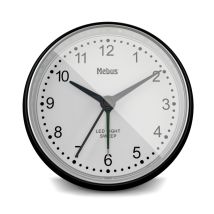 Mebus Quarz-Wecker – Analoger Wecker – Rund – Schwarz, Weiß – 1 Stück – 12h Zeitformat – Geräuschlos