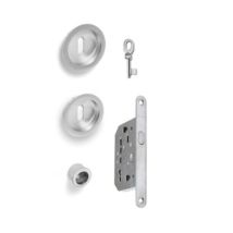 Telese - Kit Pour Niche Porte Coulissante Serrure Ronde 50 Mm Chrome Satina