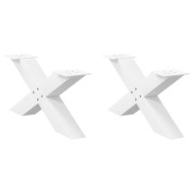 Set Di 2 Gambe Robuste Per Tavolino Da Caffè A Forma Di X 70 X 31 Cm Con Piedini Livellatori Stile Moderno Acciaio Bianco 020057217
