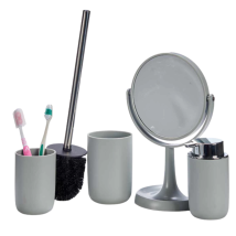 Geschenkset Mit Toilettenbürste, Spiegel, Becher Und Seifenschale – Badezimmeraccessoires
