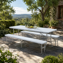 Strattore - Set De Jardin En Plastique - 2x Banc Et Table - Pliable