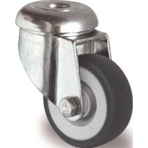 Lenkrolle D.50mm Trgf.50kg M.rückenloch Gleitlager Gum.grau Tecwerk