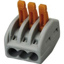 WAGO Verbindungsklemmen 5er-Pack – Grau mit orangefarbenem Hebel – 3 Klemmstellen Eingang/Ausgang – 2,5mm²