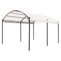 Pavillon 'Carport' 3 x 4 m – Pulverbeschichteter Metallrahmen – Polyester 180 g/m² – Maximale Höhe 2,60 m – 40x40 mm Eisenrohre – Farbe Beige
