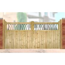 Cannock Gates - Windsor Low Double Driveway Gate - Pressure Treated Scandinavian Redwood - W2700 X H1200 Mm