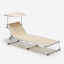Bain De Soleil Pliant Transat Chaise Longue Piscine Pare-soleil California - Beige