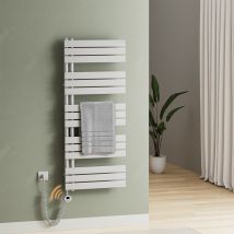 S'Afielina - Elektrischer Badheizkörper Handtuchtrockner Mit Timing Elektrisch Thermostat, Handtuchwärmer Mit Heizstab, Weiß 132x60 Cm 800watts