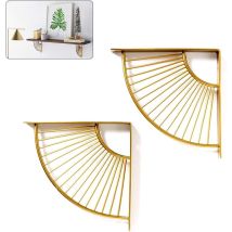 Soporte Triangular De Metal Dorado Con Forma De Abanico Para Estantes, Juego De 2 Soportes De Esquina Para Estantes Colgantes De Pared Para Decoración