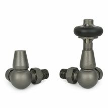 West - Faringdon Corner Thermostatic Radiator Valve And Lockshield - Light Pewter