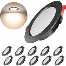 10er-pack Extraflache, Schwarze Led-einbaustrahler, 700 Lm, 7 W, Runde Einbau-leds (entspricht 70 W Glühlampe), Warmweiß (3000 K), 220–240 V 