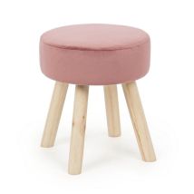 Sgabello Adeline h38 cm – Grigio – Legno di pino, MDF, Poliestere effetto velluto – YES EVERYDAY