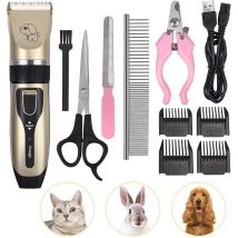 Cortapelos Eléctrico Inalámbrico Y Silencioso Profesional Para Perros Y Gatos, Para Pelo Largo Y Grueso. Incluye Tijeras Y Peine.