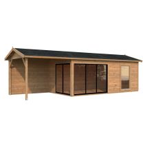 Abri De Jardin En Bois Amanda 17,1+7,8 M2 Slide Traité Marron
