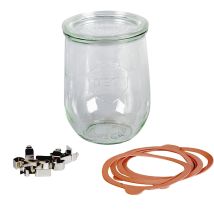 Lattine di Conserva Weck Tulpe KT 745 803 – 4 Pezzi – Capacità 1 Litro – Diametro Base 6,2 cm – Altezza 14,7 cm