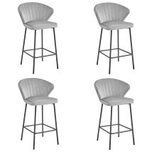 Valora Sgabello Gatta Velluto Grigio Argentato Gambe Nere X4