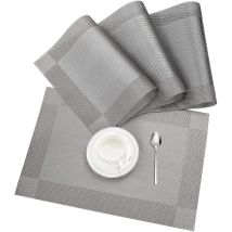 Tovagliette, Set Da 4 Tovagliette In Pvc Antiscivolo E Lavabili, Resistenti All'usura E Al Calore, Per Casa, Ristorante E Tavolo Da Pranzo, Grigio 