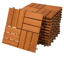 Casaria Decking Tiles Set Fsc Certified Eucalyptus Acacia Wood Patio Garden Balcony Outdoor Deck Interlocking Terrace Multipack 11x Acacia Mosaic