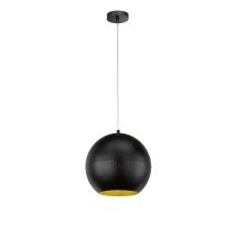 Pendelleuchte Mylon Kugel 1-flammig Schwarz, Lampenschirm Innen Gold, Ø 30cm