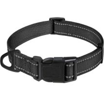 Collar Clásico Ajustable De Nailon Reflectante Para Perros Medianos, Negro, 2,5 Cm De Ancho